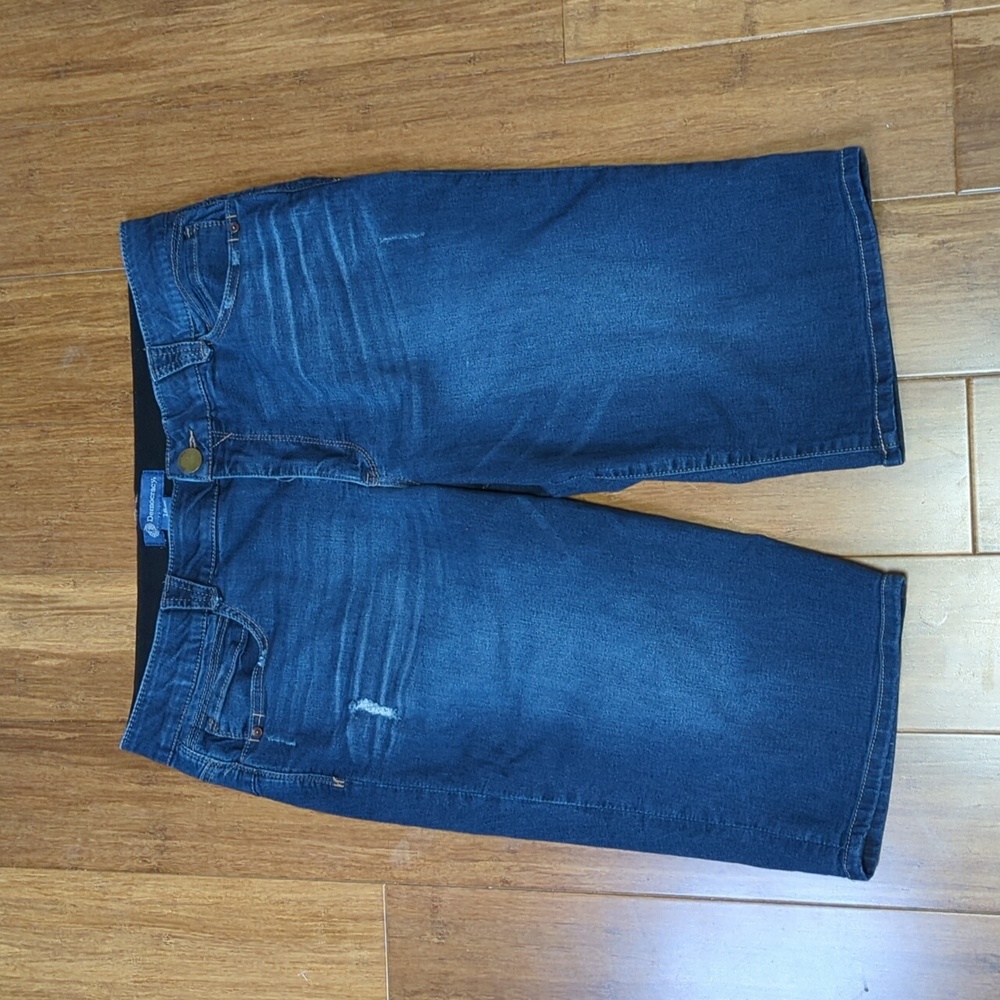 Democracy Ab-Solution Lightly Distressed Denim Bermuda Shorts Size 16